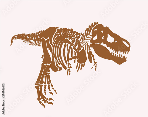 Graphical vintage sketch of tyrannosaurus skeleton,vector retro illustration, anthropology