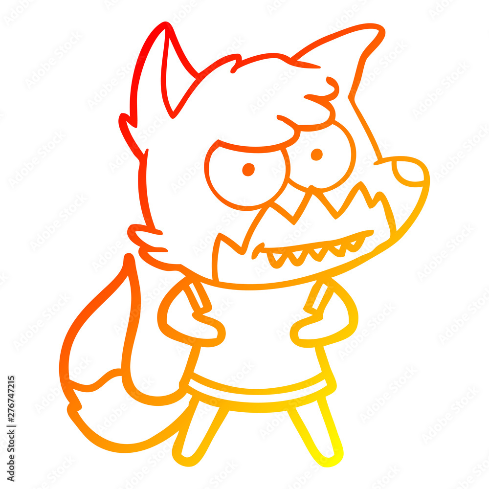 warm gradient line drawing cartoon grinning fox warm gradient line drawing cartoon grinning fox