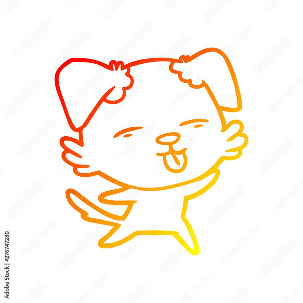 warm gradient line drawing cartoon dog sticking out tongue warm gradient line drawing cartoon dog sticking out tongue