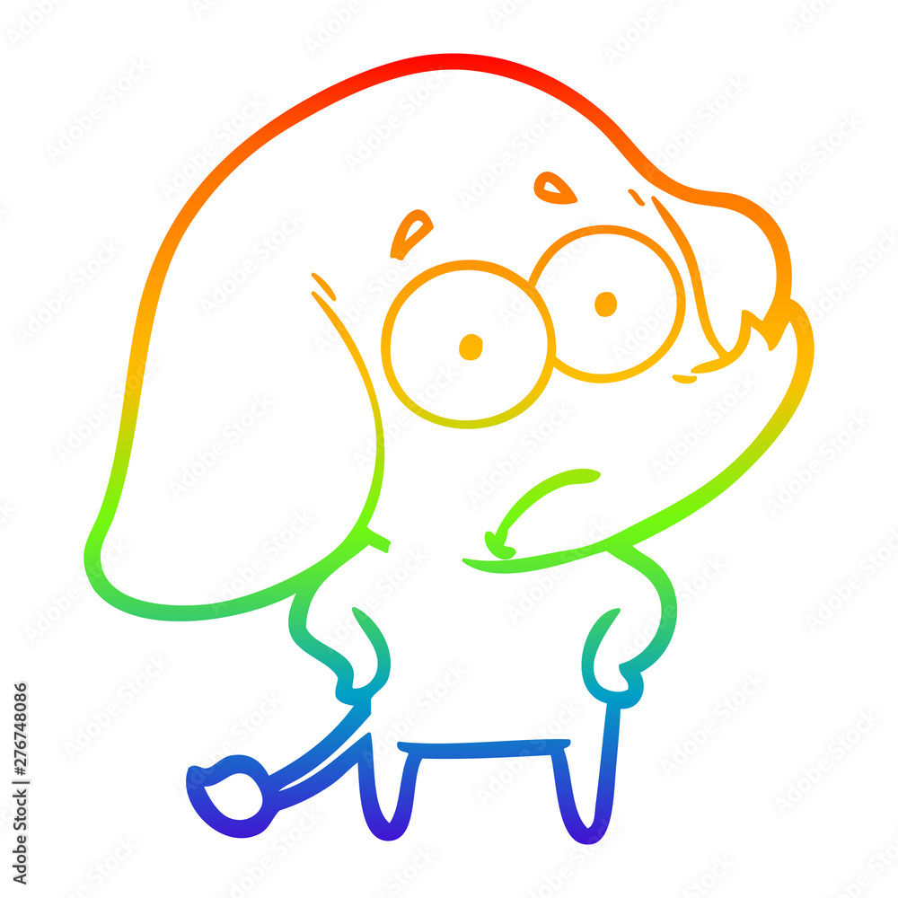 rainbow gradient line drawing cartoon unsure elephant rainbow gradient line drawing cartoon unsure elephant