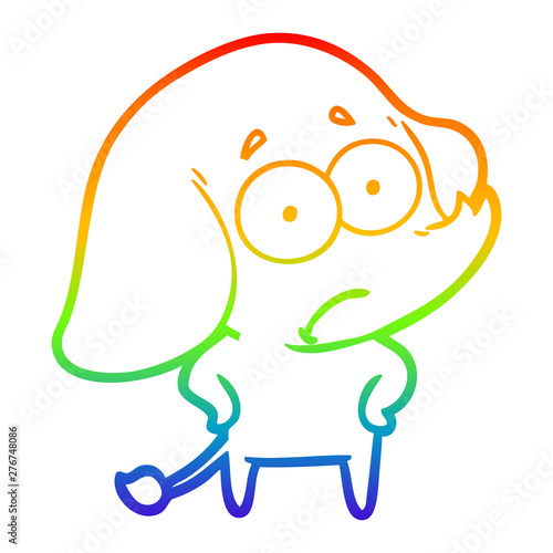 rainbow gradient line drawing cartoon unsure elephant