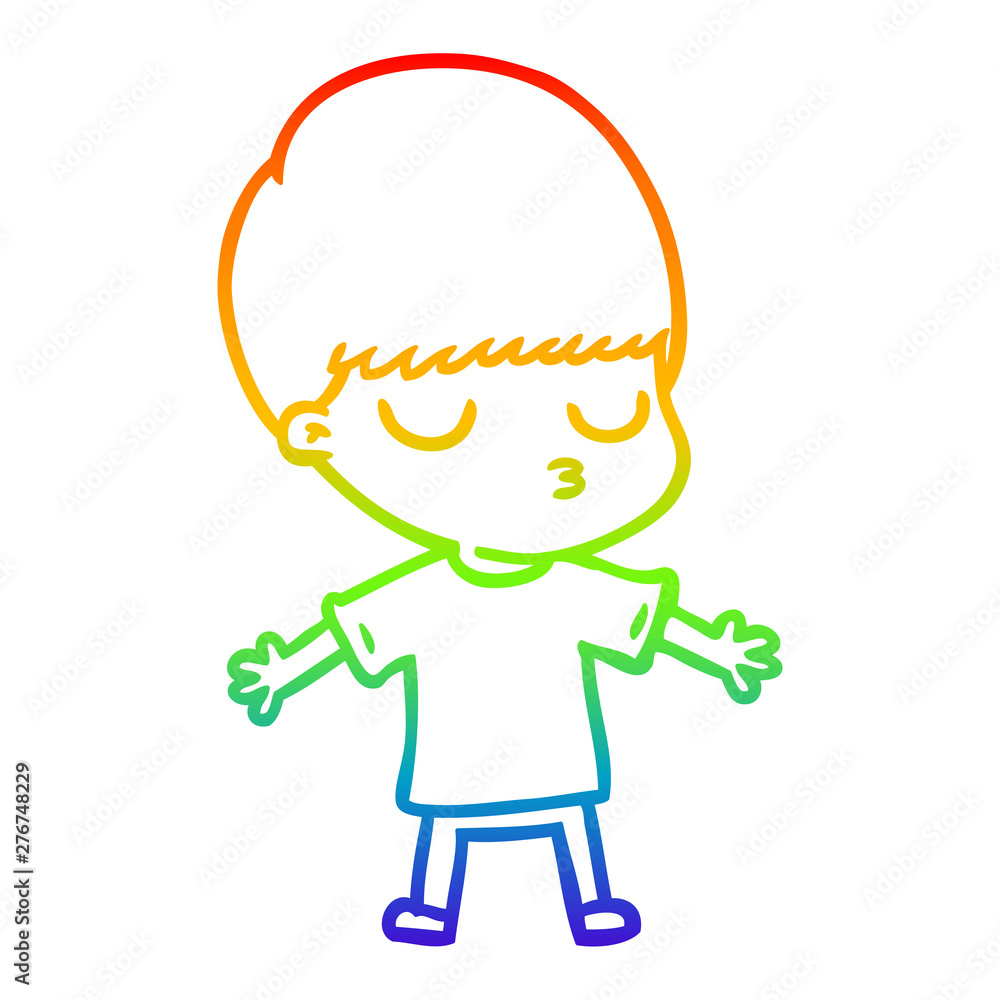 rainbow gradient line drawing cartoon calm boy rainbow gradient line drawing cartoon calm boy