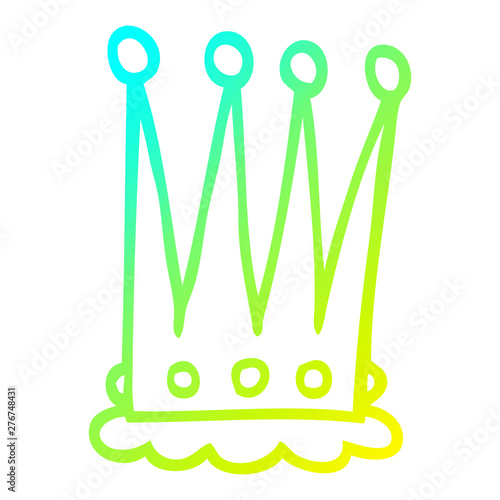 cold gradient line drawing cartoon crown