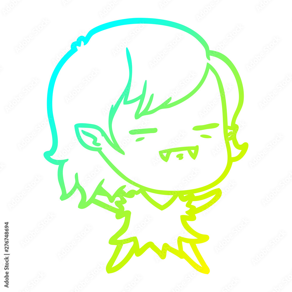 cold gradient line drawing cartoon undead vampire girl cold gradient line drawing cartoon undead vampire girl