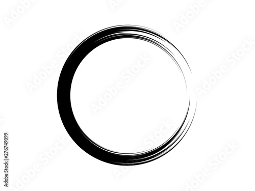Grunge circle made of black paint.Black oval frame made with black ink.