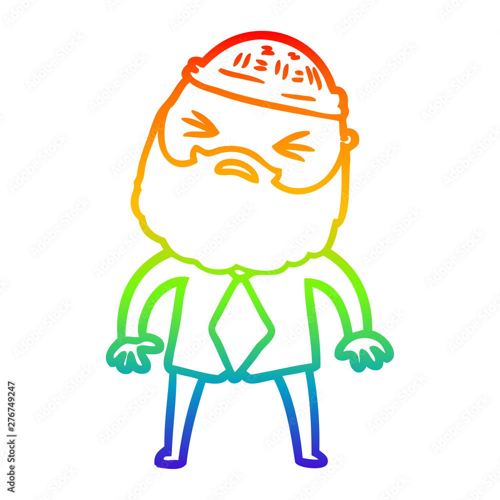 rainbow gradient line drawing cartoon man with beard rainbow gradient line drawing cartoon man with beard