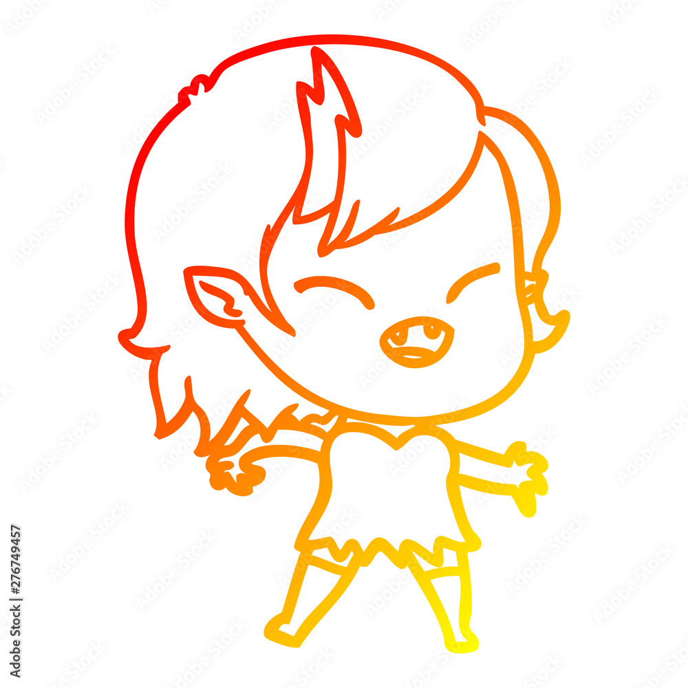 warm gradient line drawing cartoon laughing vampire girl warm gradient line drawing cartoon laughing vampire girl