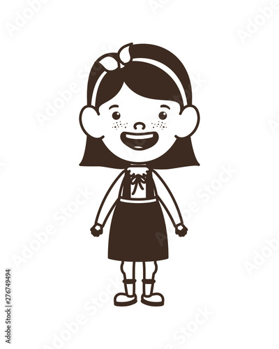 silhouette of student girl standing on white background