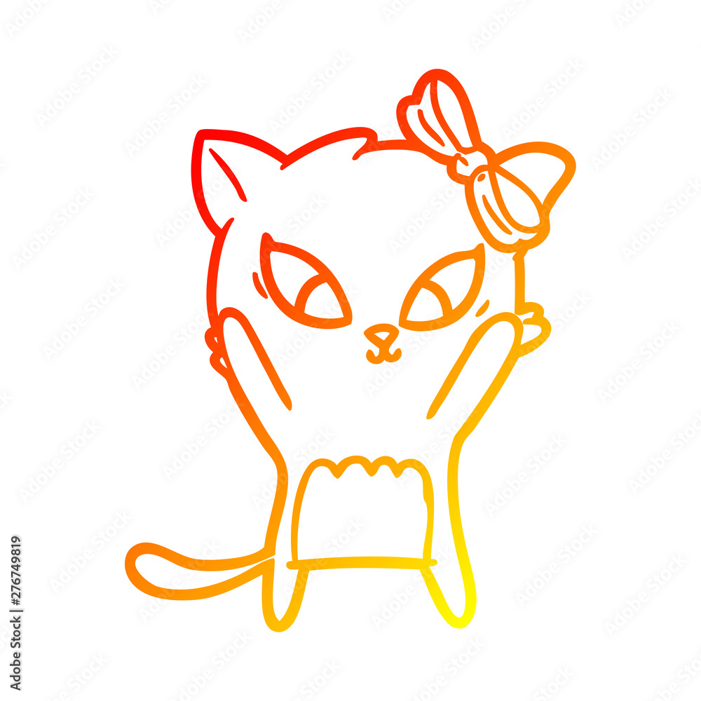 warm gradient line drawing cartoon cat warm gradient line drawing cartoon cat