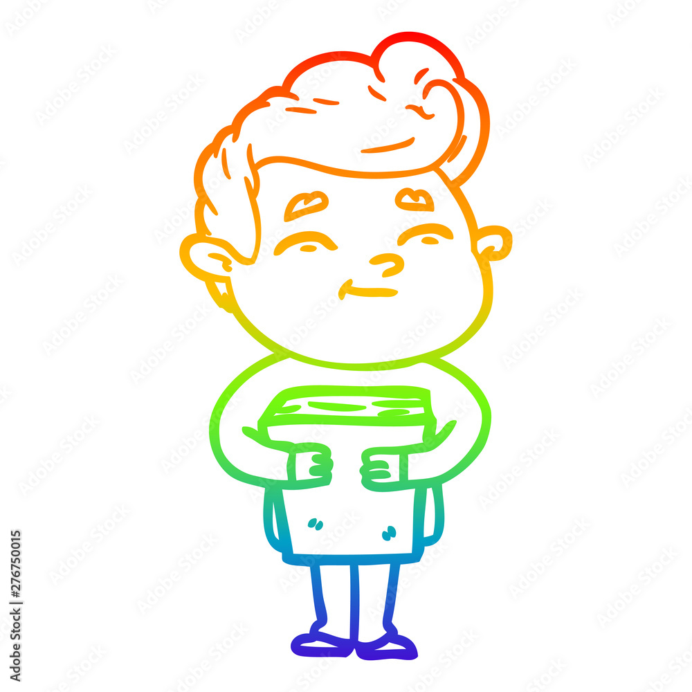 rainbow gradient line drawing happy cartoon man rainbow gradient line drawing happy cartoon man