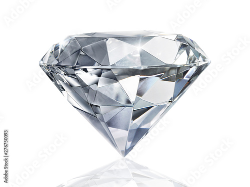 Dazzling diamond on white background photo