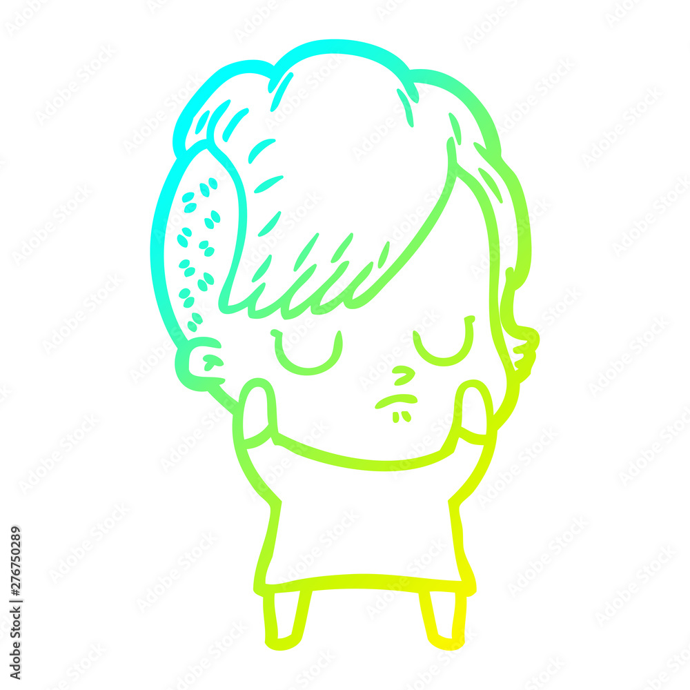 cold gradient line drawing cartoon woman cold gradient line drawing cartoon woman