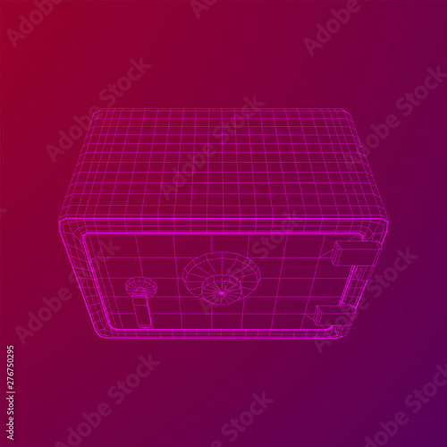 Metal bank vault safe. Wireframe low poly mesh vector illustration