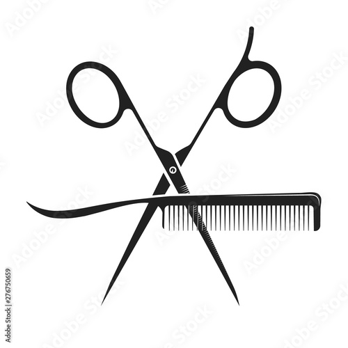 Scissors and comb design for hair cutting beauty salon