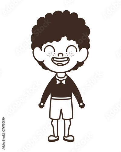 silhouette of student boy standing on white background