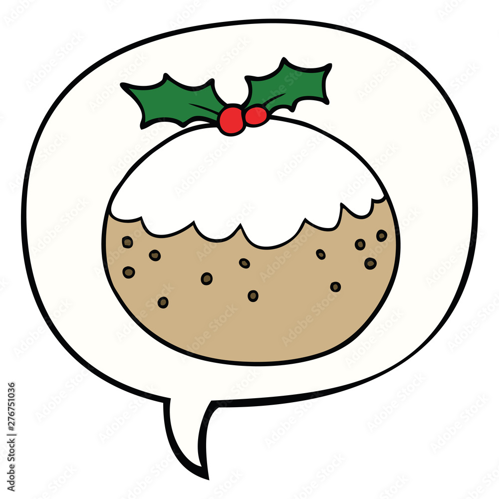 cartoon christmas pudding and speech bubble cartoon christmas pudding and speech bubble