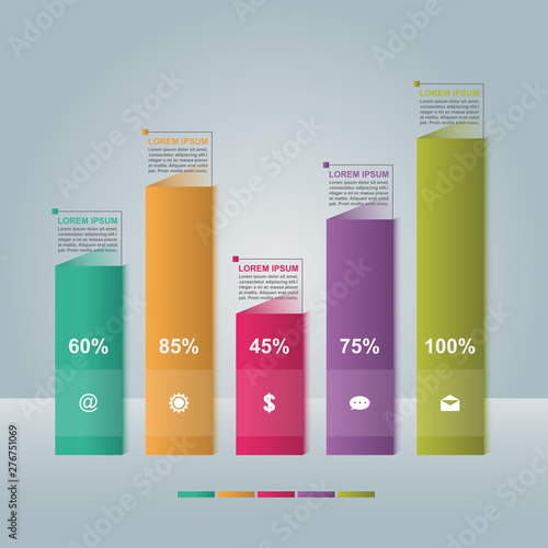 Bar Chart Graph Steps Diagram Statistical Business Infographic Illustration