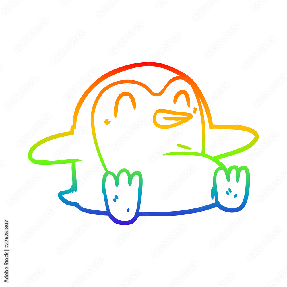 rainbow gradient line drawing penguin Cartoon rainbow gradient line drawing penguin Cartoon