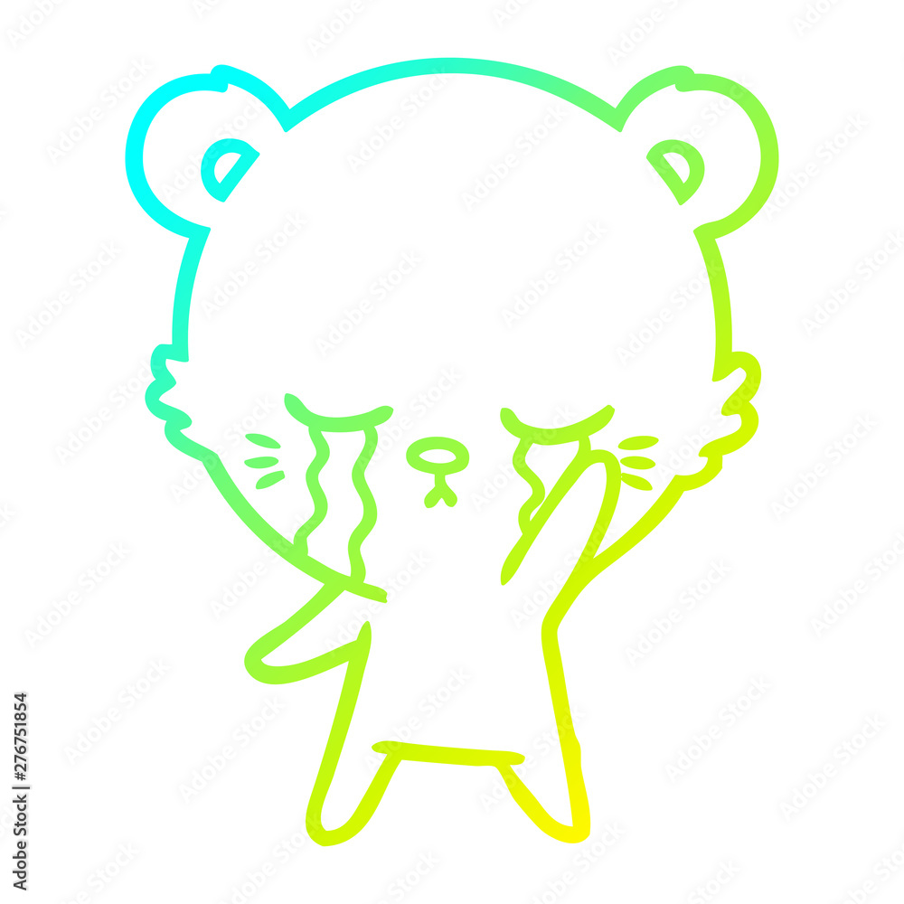 cold gradient line drawing crying cartoon polarbear cold gradient line drawing crying cartoon polarbear