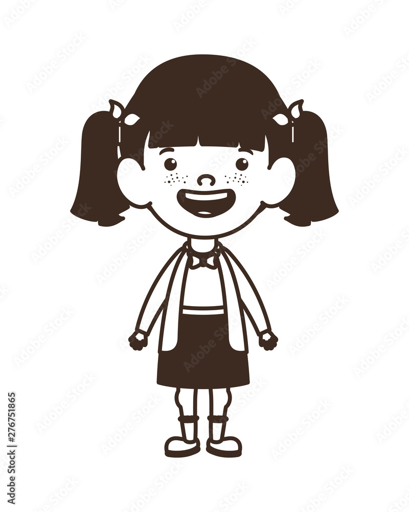 silhouette of student girl standing on white background silhouette of student girl standing on white background