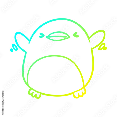 cold gradient line drawing cute penguin flapping wings