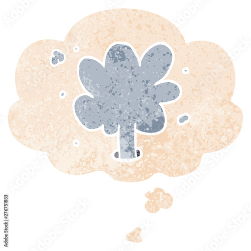 cartoon spouting water and thought bubble in retro textured style