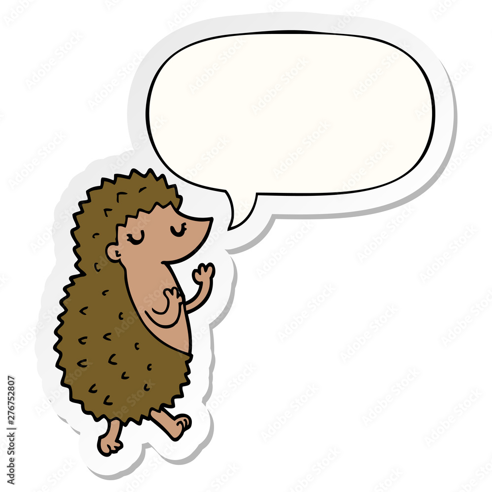 Fototapeta premium cartoon hedgehog and speech bubble sticker