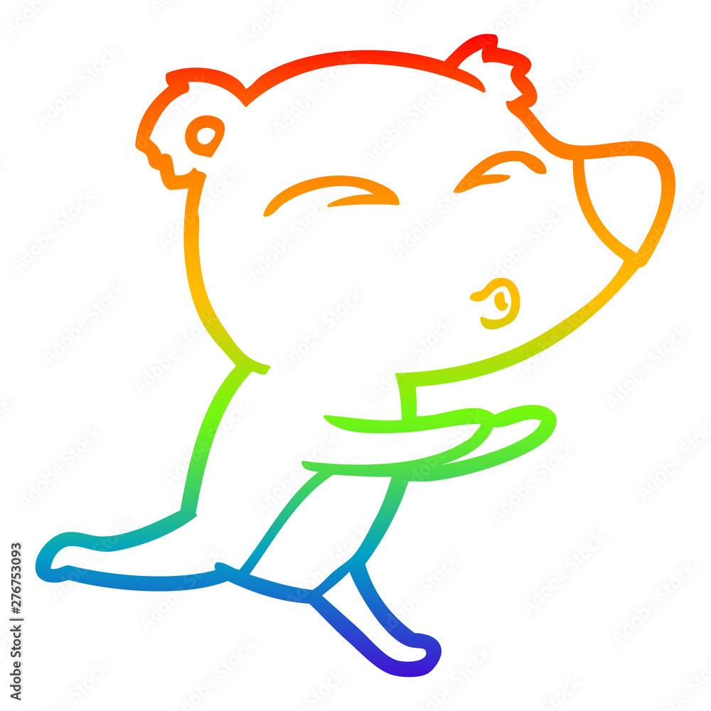 rainbow gradient line drawing cartoon running bear rainbow gradient line drawing cartoon running bear