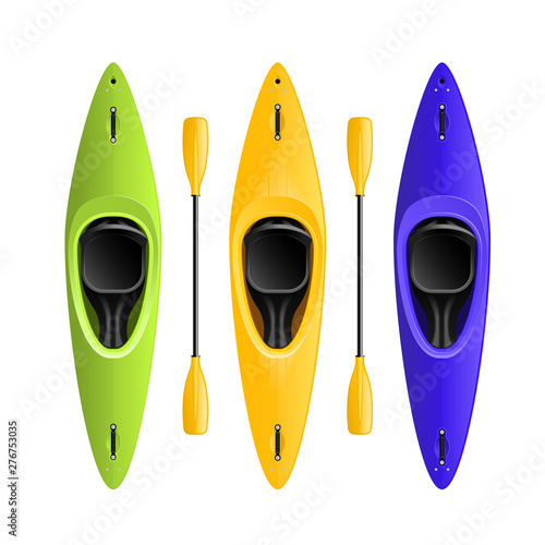 Rafting or kayaking club emblem - canoe or kayak top view