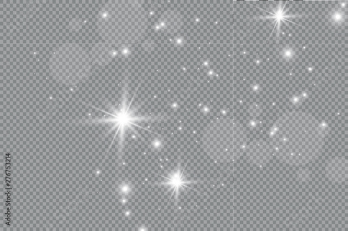 The dust is yellow. yellow sparks and golden stars shine with special light. Vector sparkles on a transparent background. Christmas light effect. Sparkling magical dust particles.