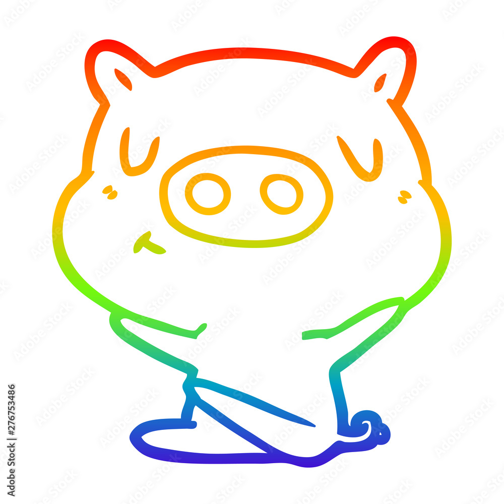 rainbow gradient line drawing cartoon content pig rainbow gradient line drawing cartoon content pig