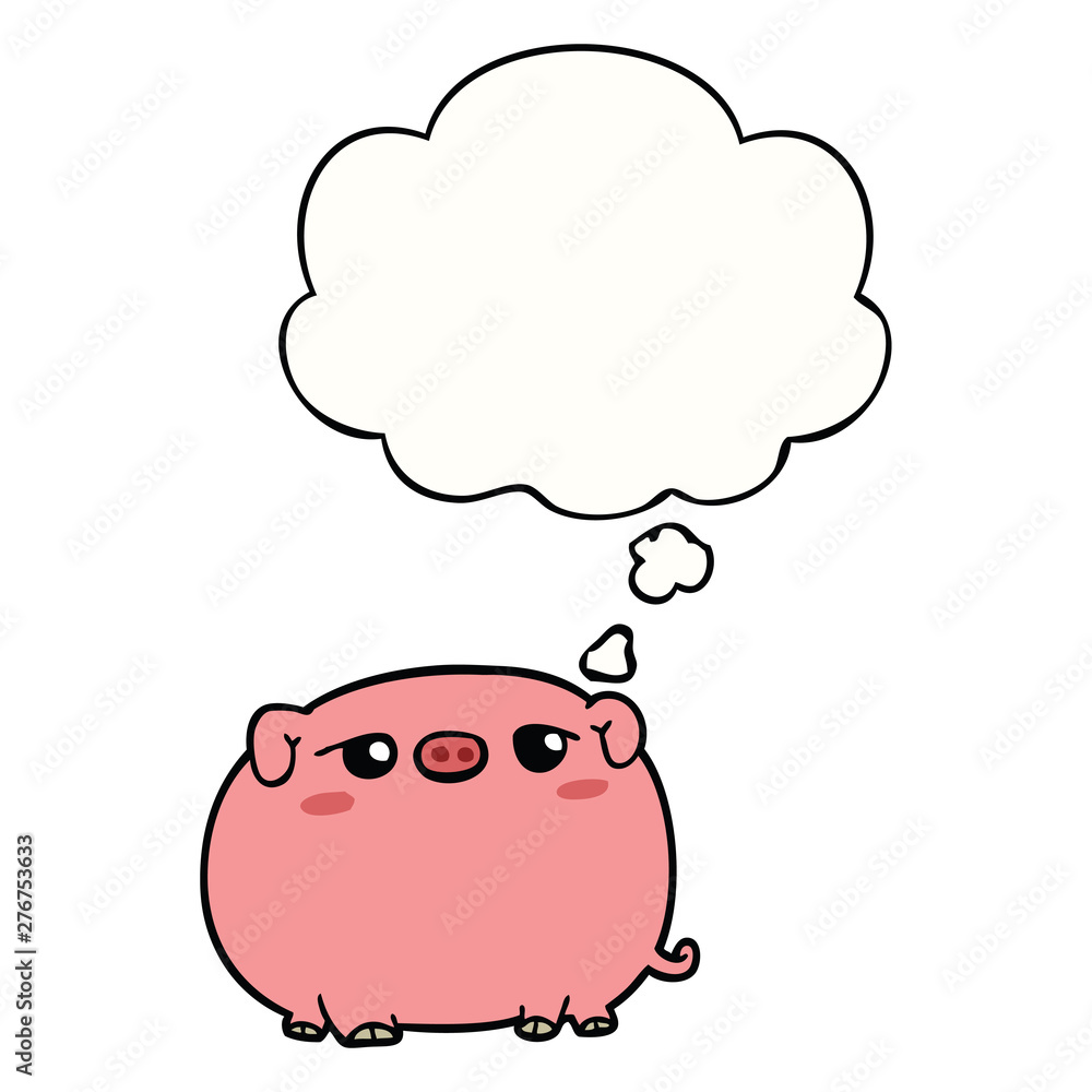 cute cartoon pig and thought bubble cute cartoon pig and thought bubble