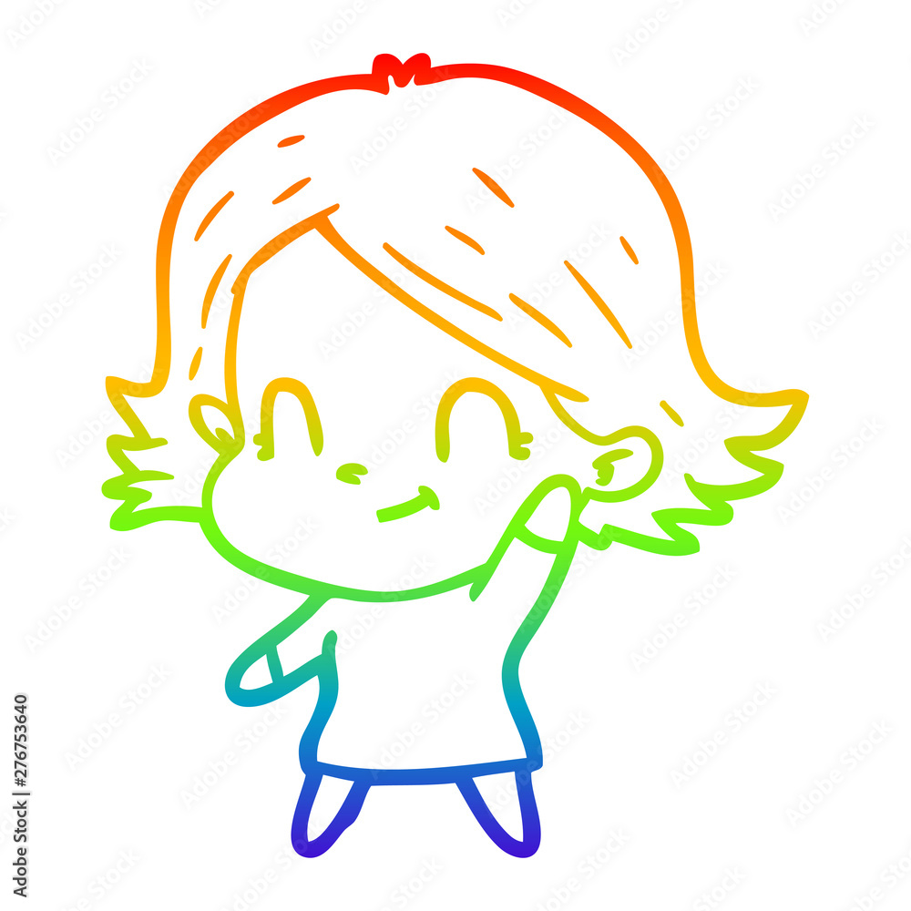 rainbow gradient line drawing cartoon friendly girl rainbow gradient line drawing cartoon friendly girl
