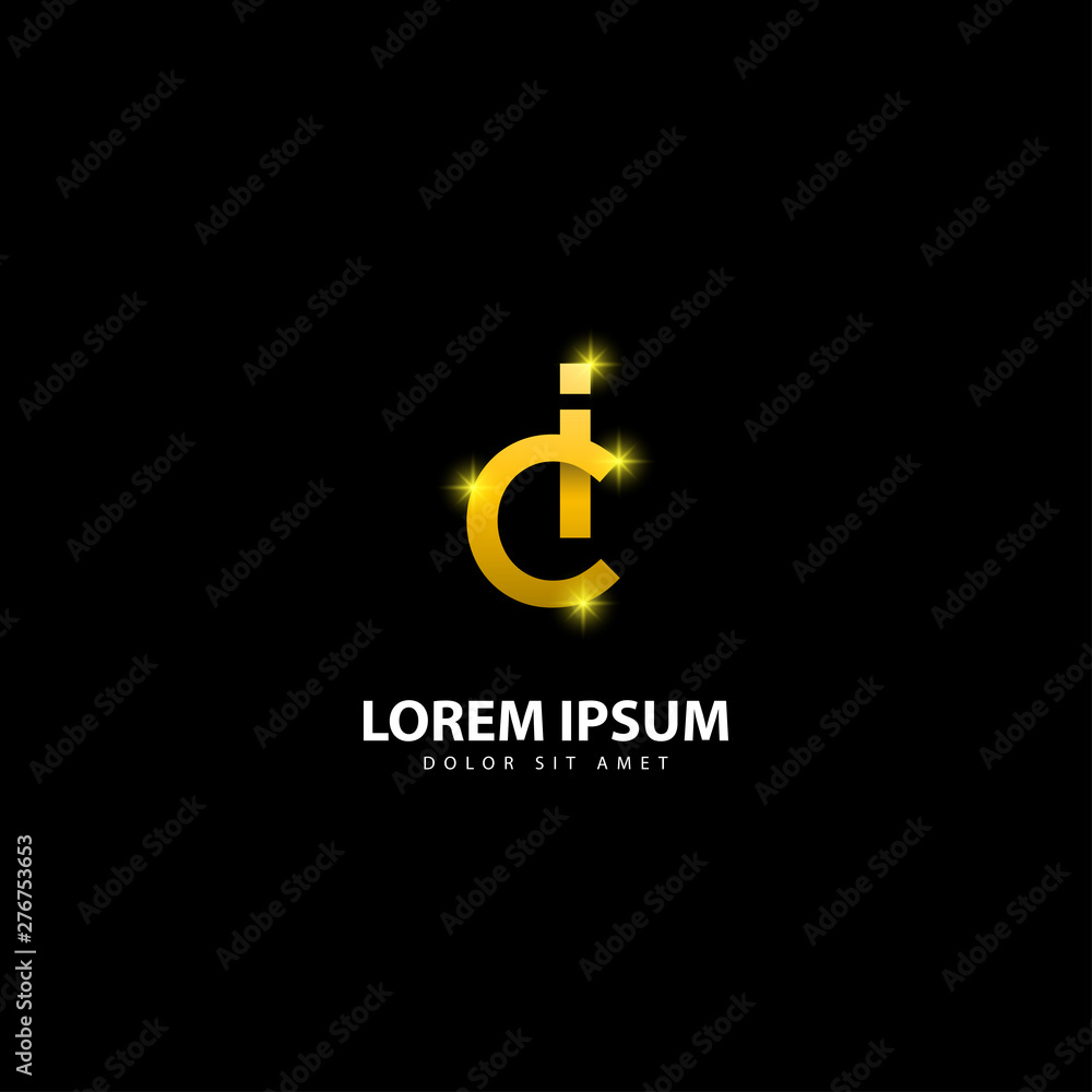 Gold Letter I Logo. IC Letter Design Vector with Golden Colors Gold Letter I Logo. IC Letter Design Vector with Golden Colors