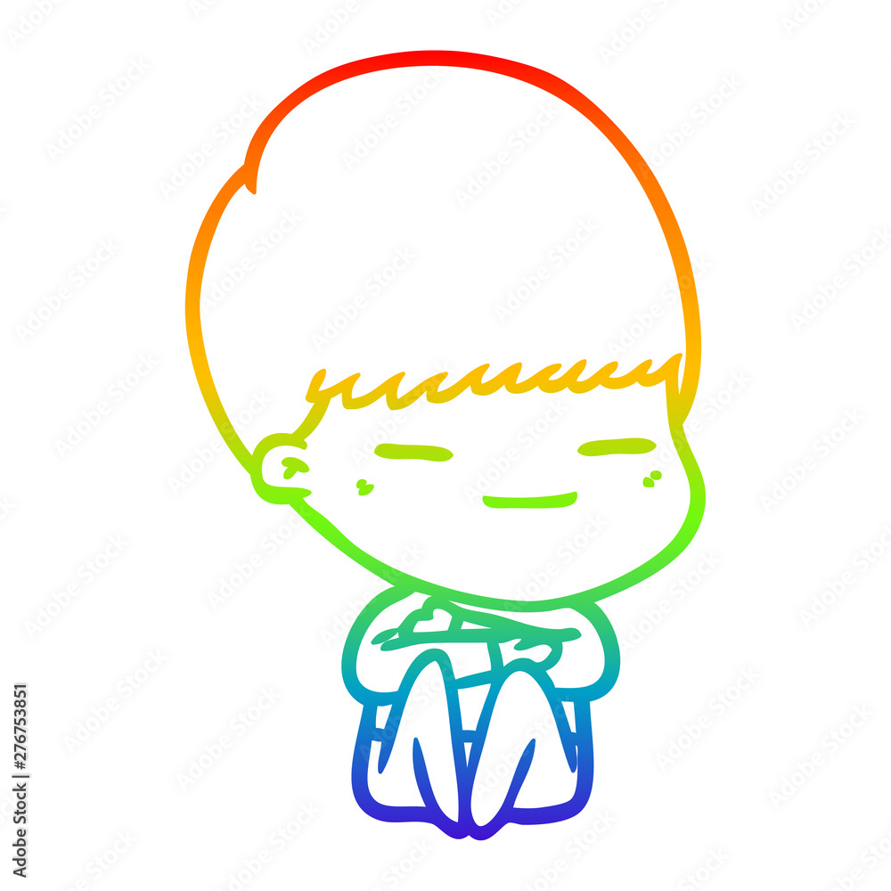 rainbow gradient line drawing cartoon smug boy rainbow gradient line drawing cartoon smug boy