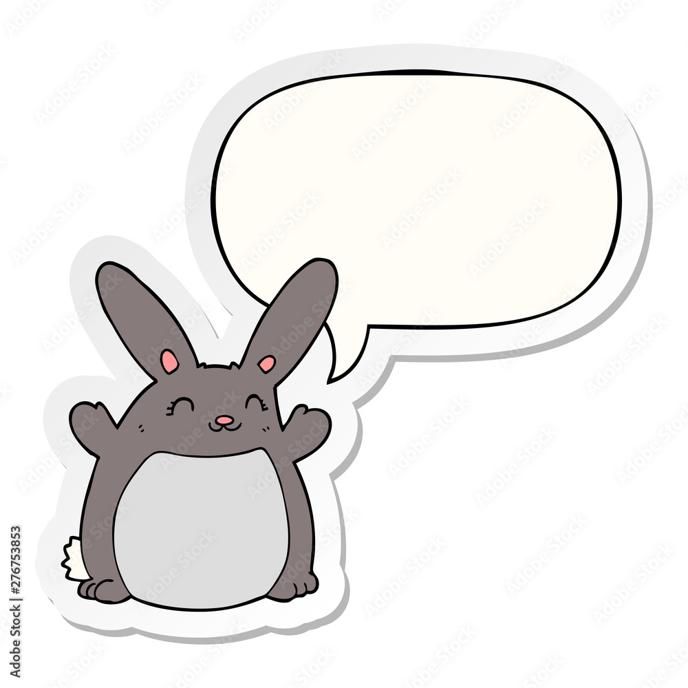 cartoon rabbit and speech bubble sticker cartoon rabbit and speech bubble sticker