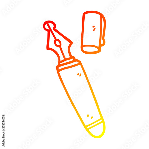 warm gradient line drawing cartoon fountain pen