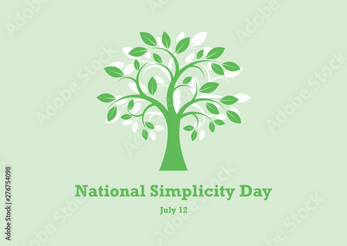 National Simplicity Day vector. A tribute to Henry David Thoreau. Green Tree silhouette vector. Deciduous Tree vector. Simple Tree icon vector. National Simplicity Day Poster, July 12. Important day
