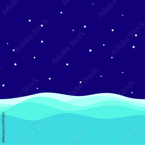 Wave Sea and Sky Background for home wallpaper with blue color kids boy girl room