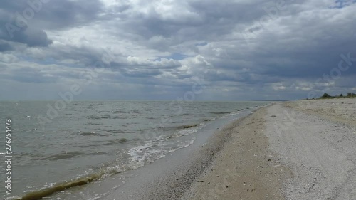 Severe north sea. Waves Lapping on the shore.