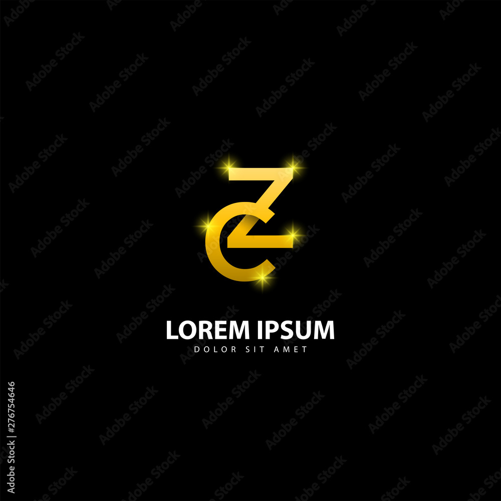 Gold Letter Z Logo. ZC Letter Design Vector with Golden Colors Gold Letter Z Logo. ZC Letter Design Vector with Golden Colors