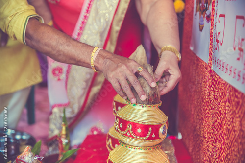 Indian hindu pre wedding ritual pooja items