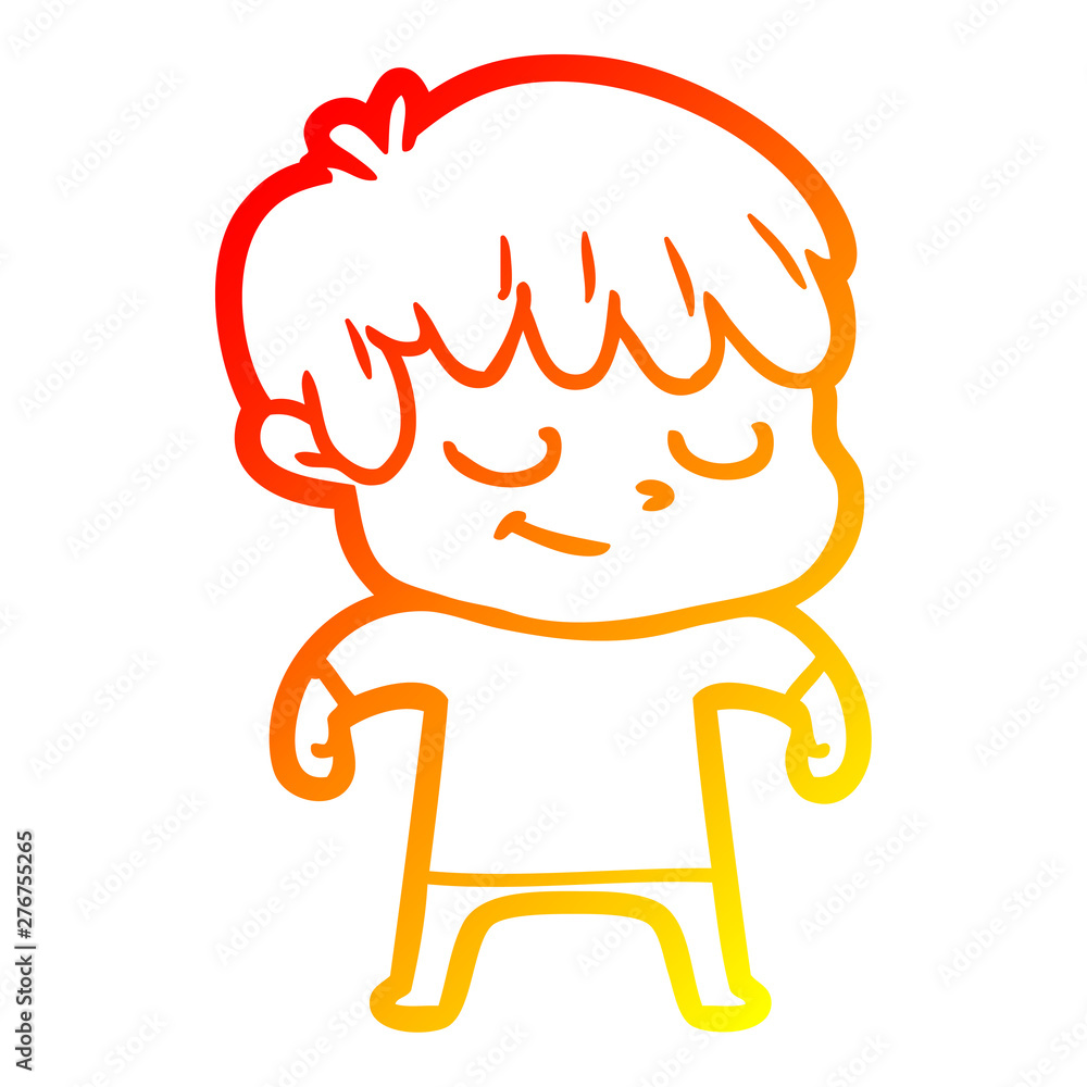 warm gradient line drawing happy cartoon boy warm gradient line drawing happy cartoon boy