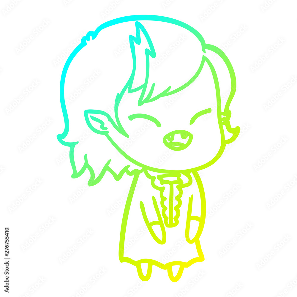 cold gradient line drawing cartoon laughing vampire girl cold gradient line drawing cartoon laughing vampire girl