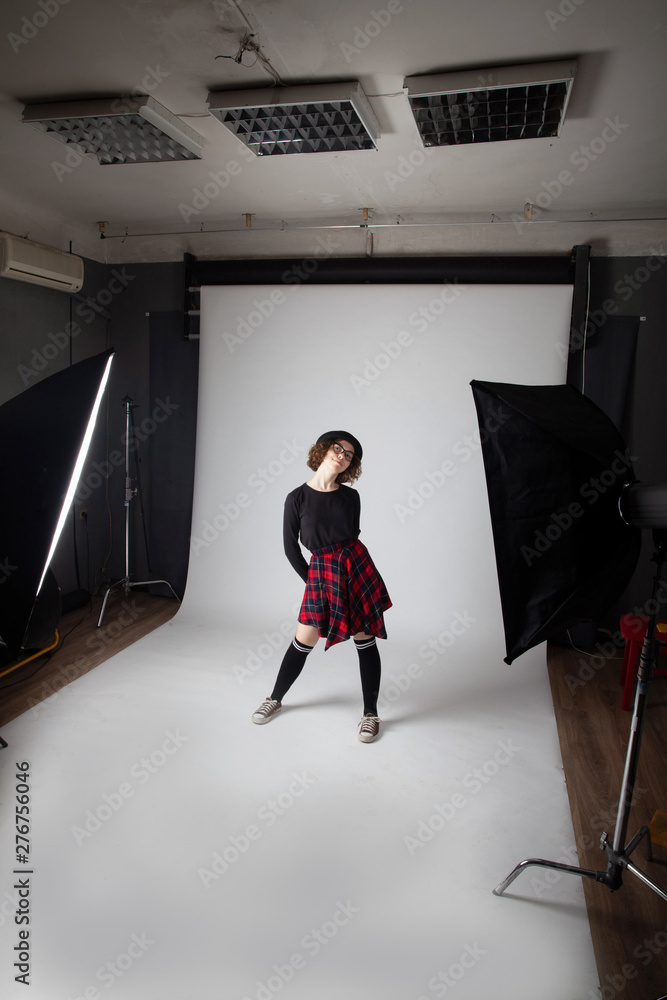 Young caucasian highschool girl posing in the studio Young caucasian highschool girl posing in the studio