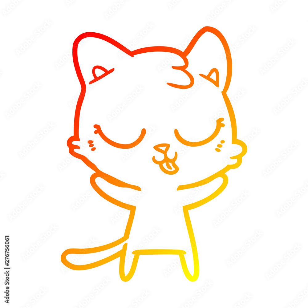 warm gradient line drawing cute cartoon cat warm gradient line drawing cute cartoon cat