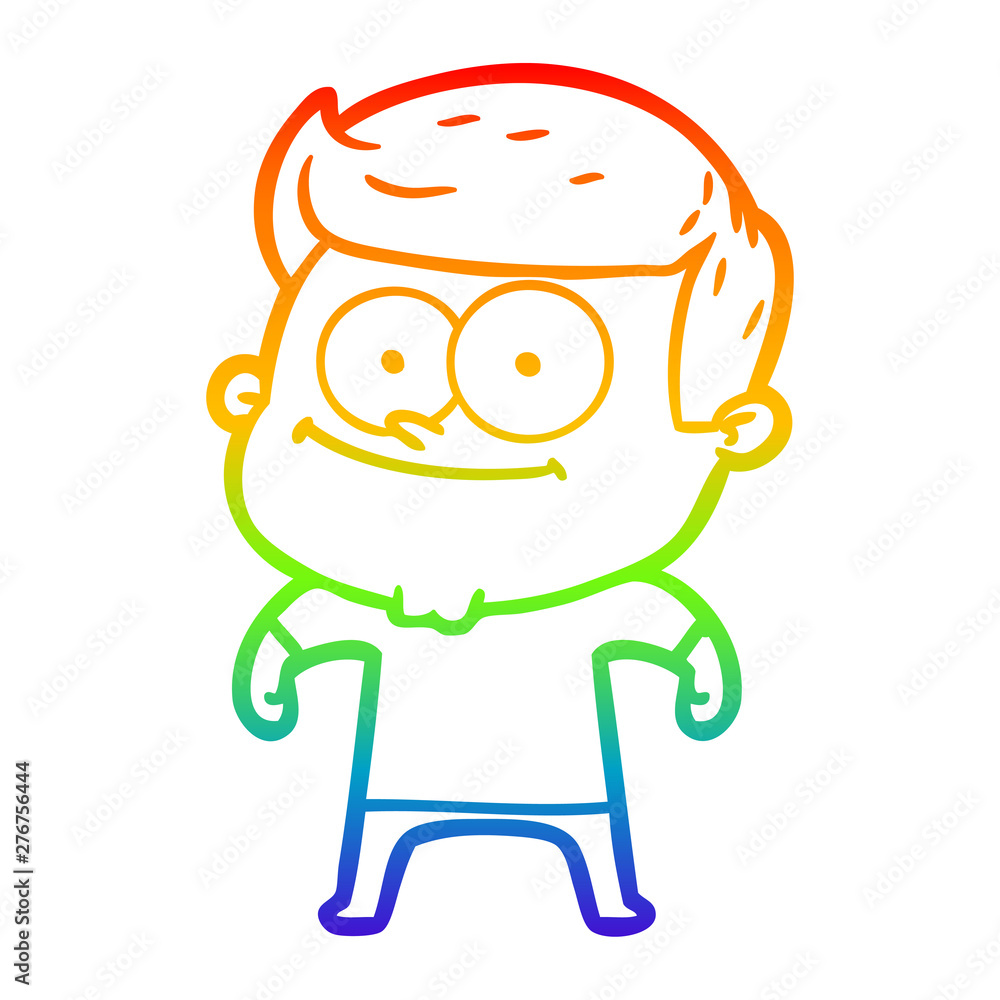 rainbow gradient line drawing cartoon happy man rainbow gradient line drawing cartoon happy man