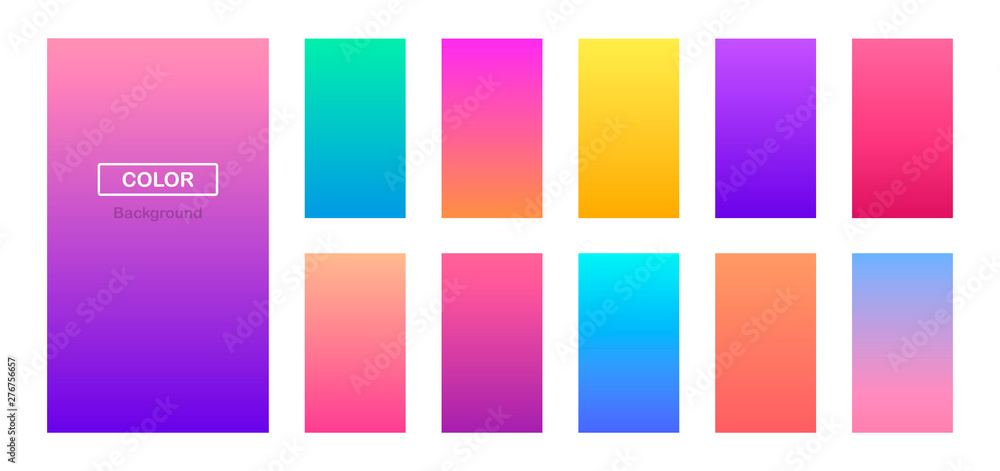 Super collection soft color gradients background. Modern screen vector design for mobile app. Vector illustration