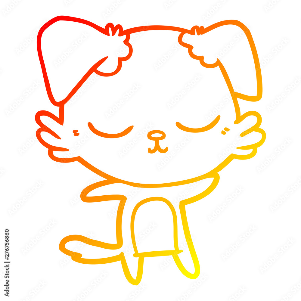 Obraz premium warm gradient line drawing cute cartoon dog