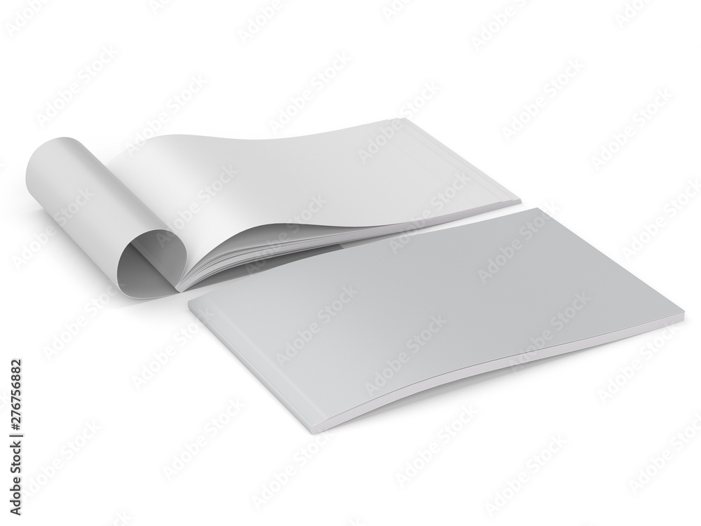 Blank A4 Magazine Mock-up. Horizontal Format Catalogs. 3D rendering Blank A4 Magazine Mock-up. Horizontal Format Catalogs. 3D rendering